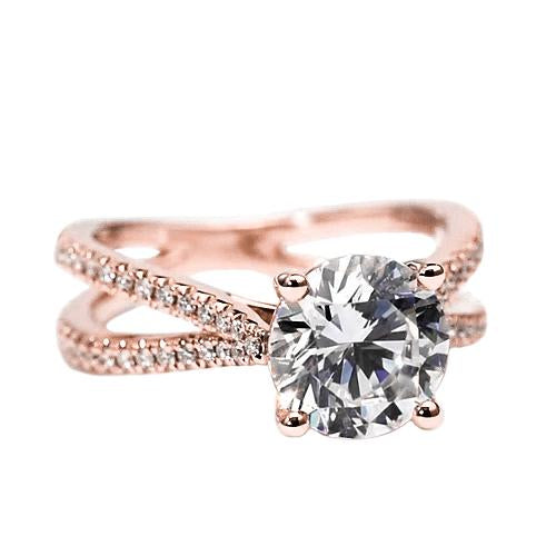 Women Round Engagement Real Diamond Ring