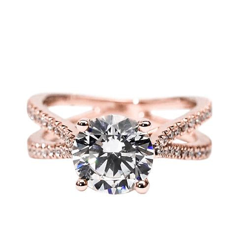 Women Round Engagement Real Diamond Ring