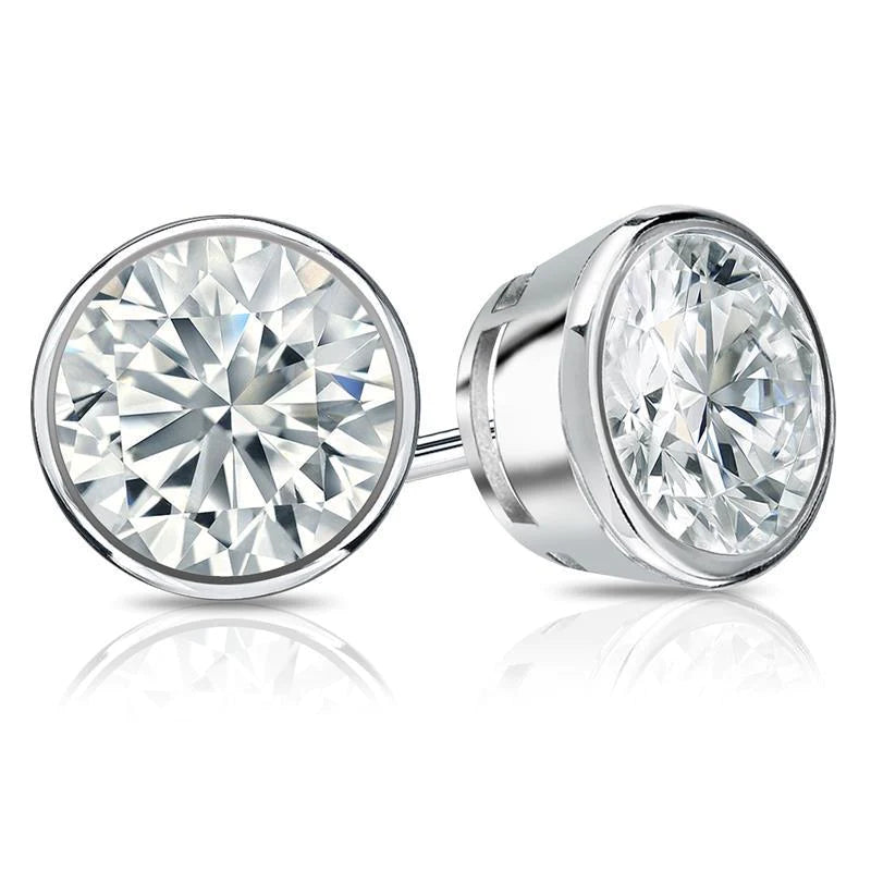 Women Studs Earring 4.00 Carats Real Diamonds Gold White 14K New