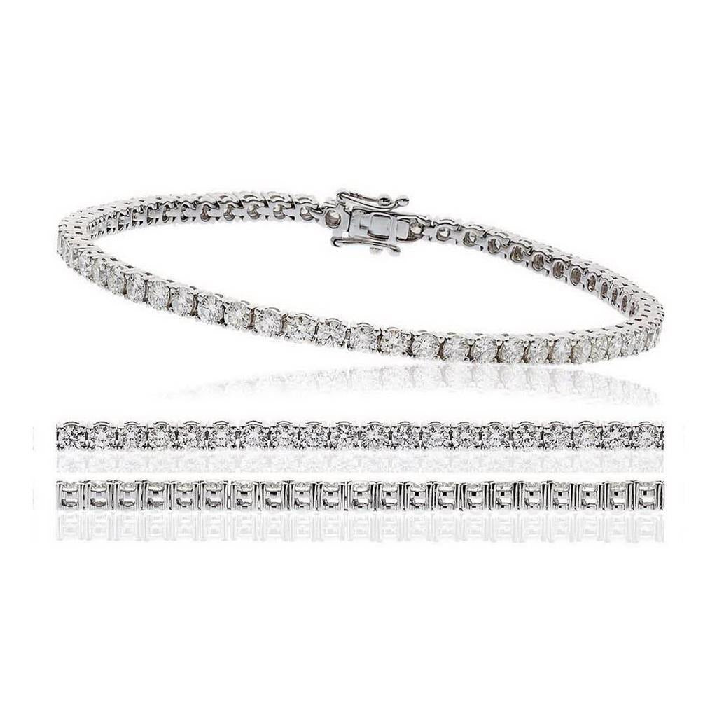 Women Tennis Bracelet 6.50 Carats Round Small Real Diamonds White Gold 14K - Tennis Bracelet-harrychadent.ca