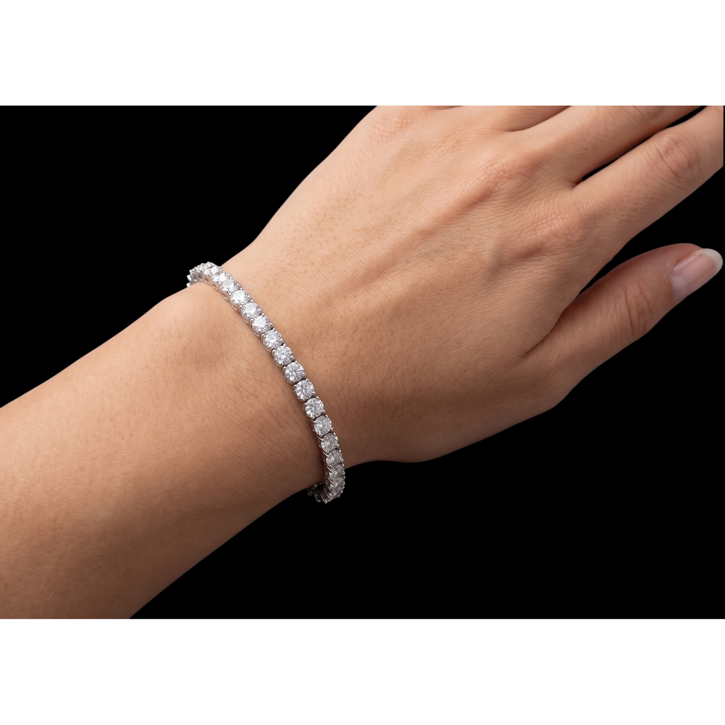 Women Lab Grown Tennis Bracelet 7 Carat 14K White Gold