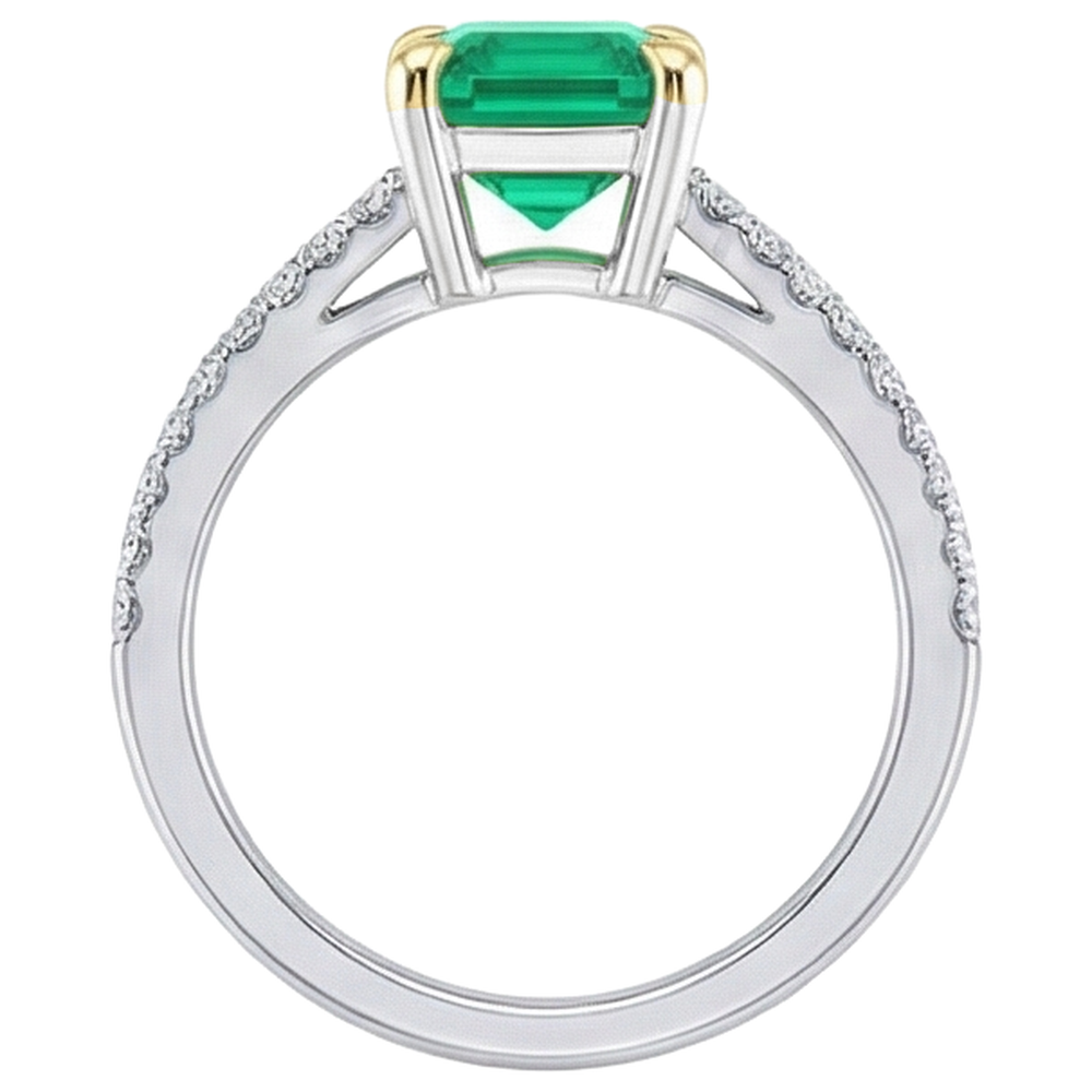 Handcrafted Fine Emerald Gemstone Ring 2 ct – top view