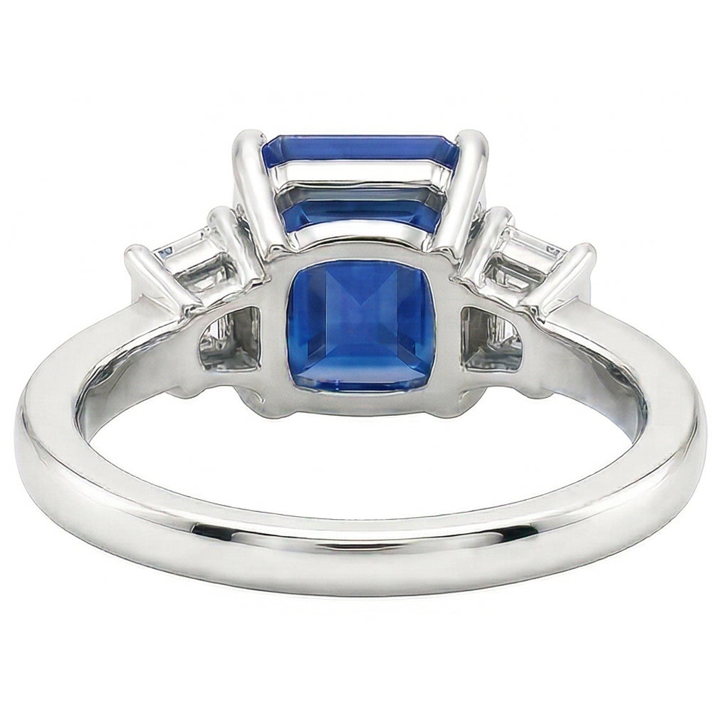 Women's Gold Gemstone Ring Emerald Natural Earth Mined Diamond ( Not Lab Grown ) Ceylon Sapphire 3.50 Carats