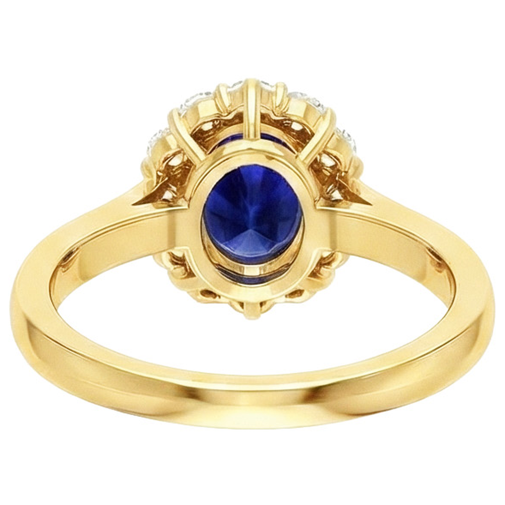 Women's Halo Natural Earth Mined Diamond ( Not Lab Grown ) Ring Oval Blue Sapphire 7.50 Carats