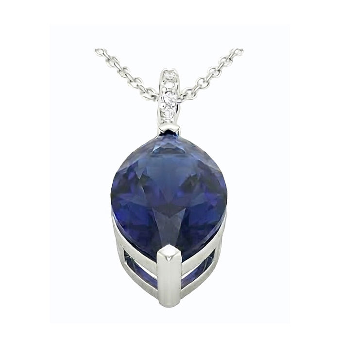 Women’s Marquise Dark Blue Sapphire & Natural Earth Mined Diamond ( Not Lab Grown ) Pendant 4.75 Carats