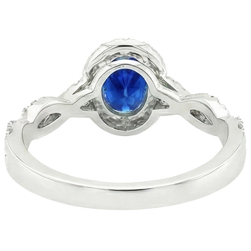 natural round sapphire 4.50ct ring on white background