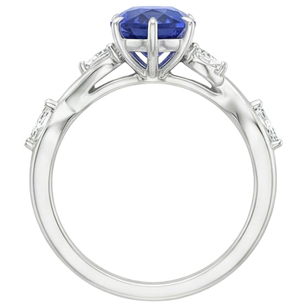 Women's Sapphire Ring Pear With Marquise Natural Earth Mined Diamond ( Not Lab Grown ) Accents 4.50 Carats