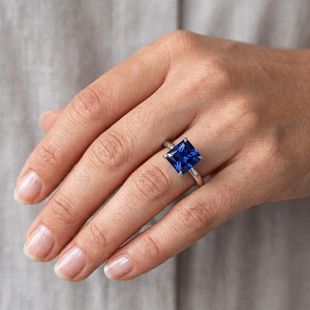 Women's Solitaire Ring Radiant Srilankan Sapphire Gemstone 2.50 Carats