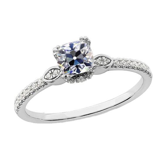 Women’s Engagement Ring Round & Cushion Old Miner Real Diamond 3 Carats