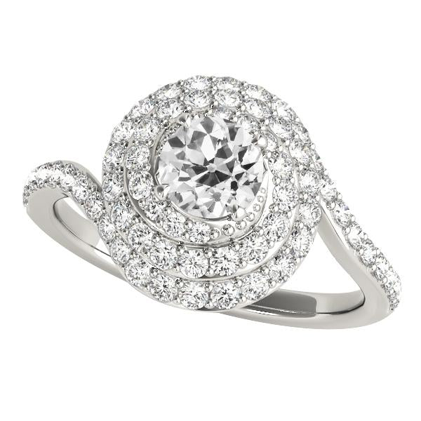 Women's Gold Old Cut Round Halo Real Diamond Ring Twisted Style 4.75 Carats