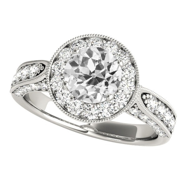 Women’s Halo Anniversary Ring Round Real Old European Diamond 5.25 Carats