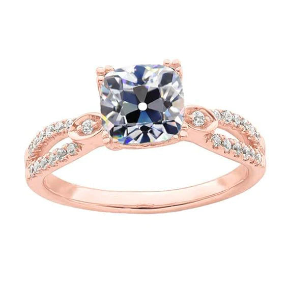 Women’s Ring Round & Cushion Old Cut Real Diamond Split Shank 5.50 Carats