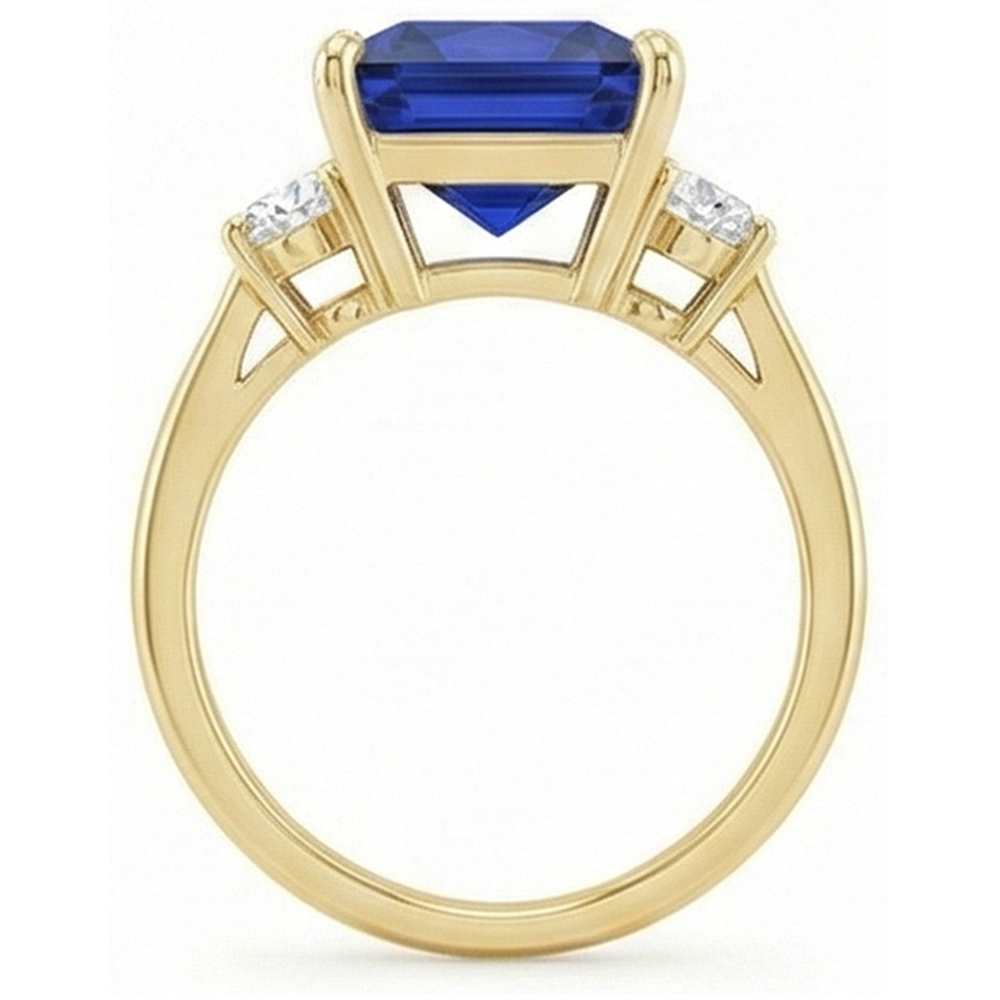 natural round sapphire 5.25ct ring close up detail
