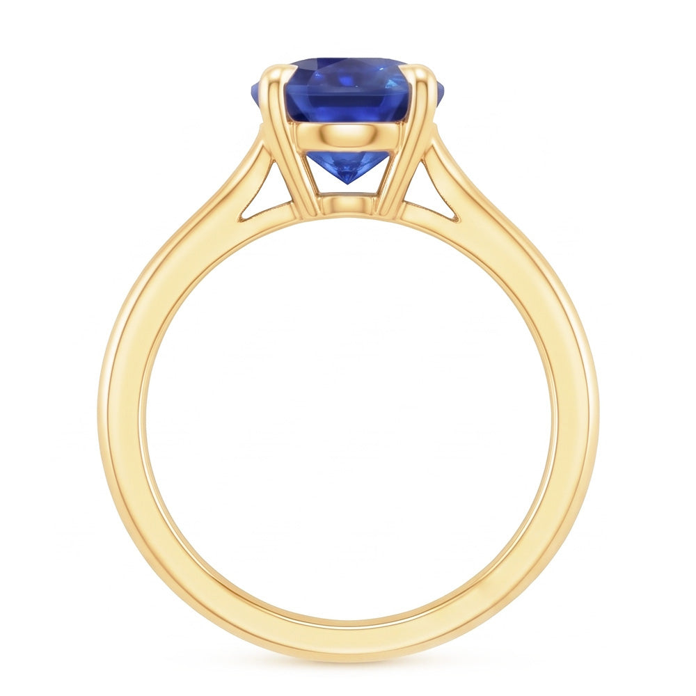 Yellow Gold Solitaire Ring Oval Sri Lankan Sapphire 3 Carats