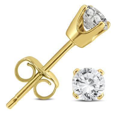 Yellow Gold 14K 3.00 Carats Real Diamonds Studs Earrings