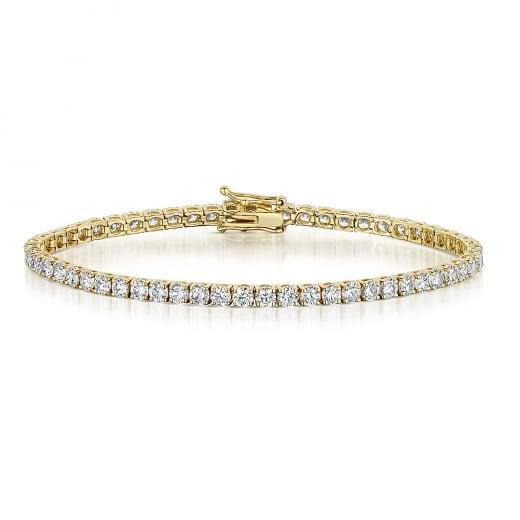 Yellow Gold 14K 6.85 Carats Round Cut Real Diamonds Tennis Bracelet New