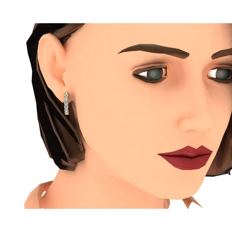 Yellow Gold Hoop Earrings Round Real Diamonds