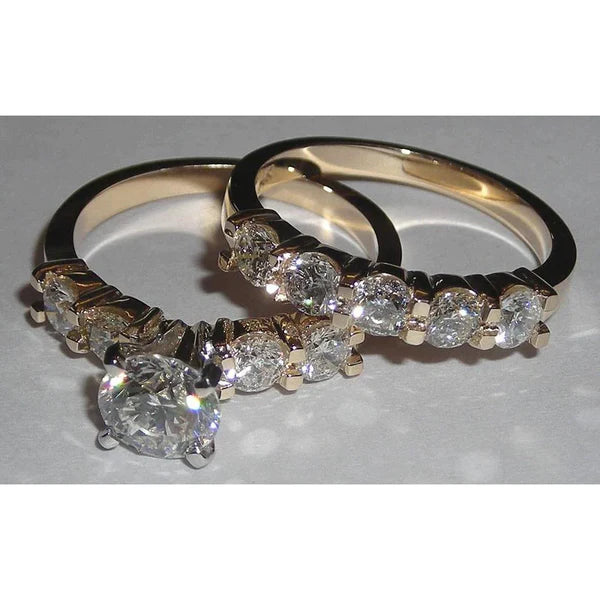 Yellow Gold Wedding Genuine Diamond Rings