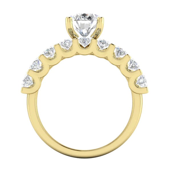 Yellow Gold Wedding Ring Set With Oval Real Diamonds