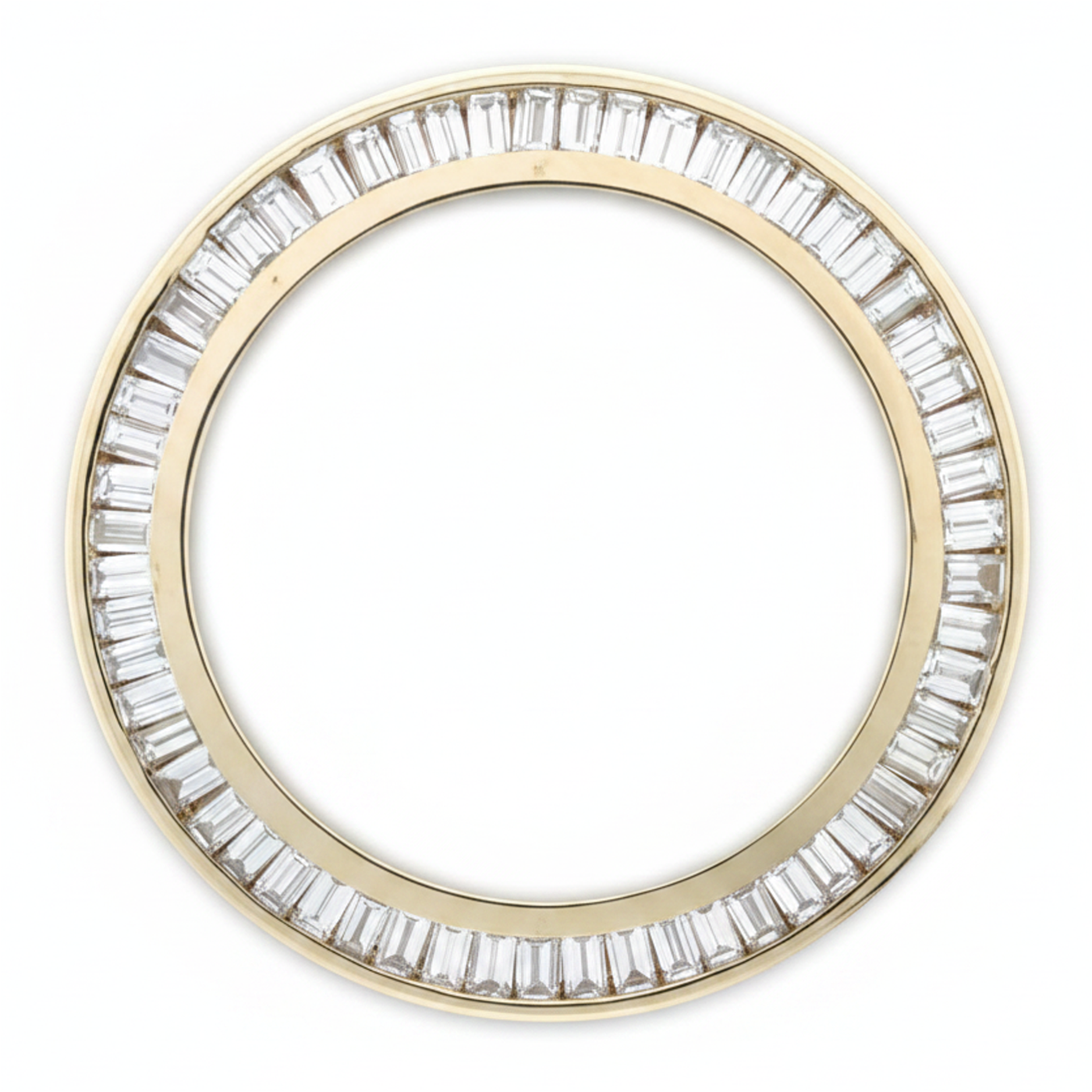 Baguette Diamond Watch Bezel 1.5 Carat 28 mm To Fit Rolex Datejust Genuine Natural 14K Yellow Gold Channel