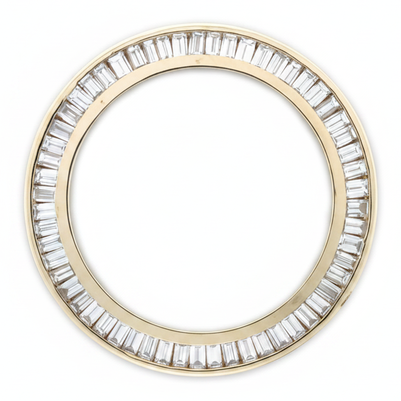 Baguette Diamond Watch Bezel 2.5 Carat 28 mm To Fit Rolex Datejust Genuine Natural 14K Yellow Gold Channel