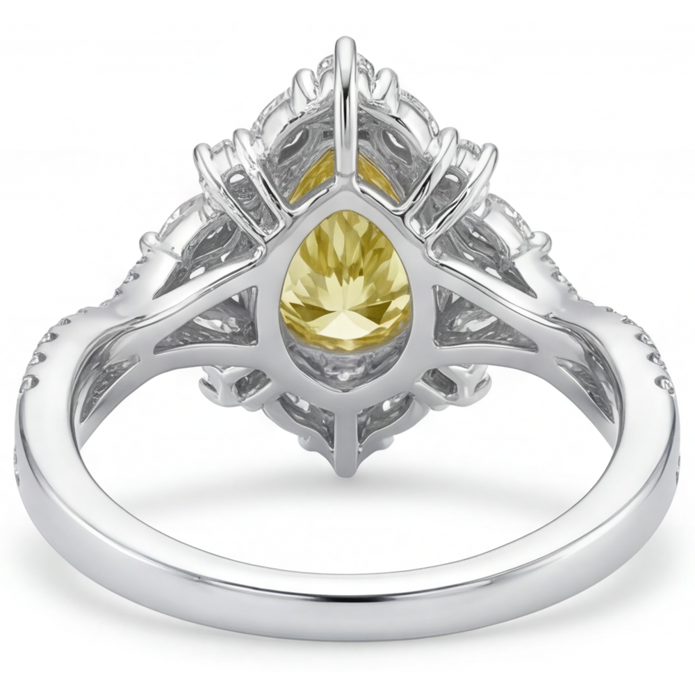 Canary Yellow Diamond Statement Ring 1.75-ct 14 Karat Two Tone Gold – top view