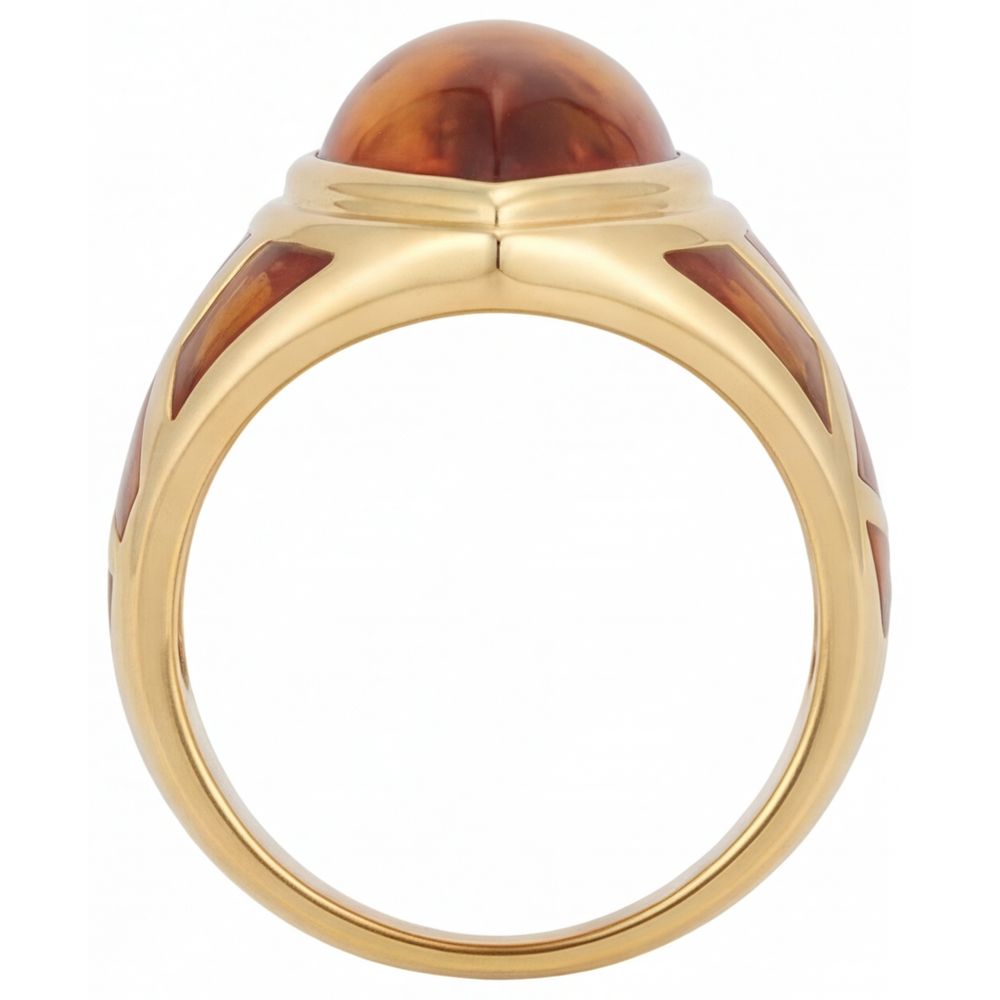Citrine Pear Shape Gemstone Ring in 14 Karat Yellow Gold – side view