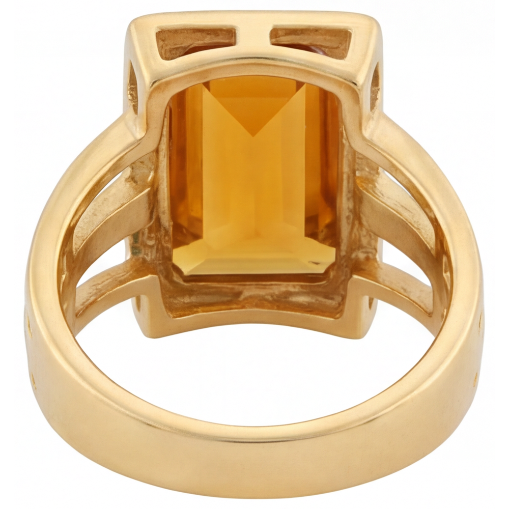 Natural Citrine Gemstone Ring 7 ct 14K Yellow Gold – profile view