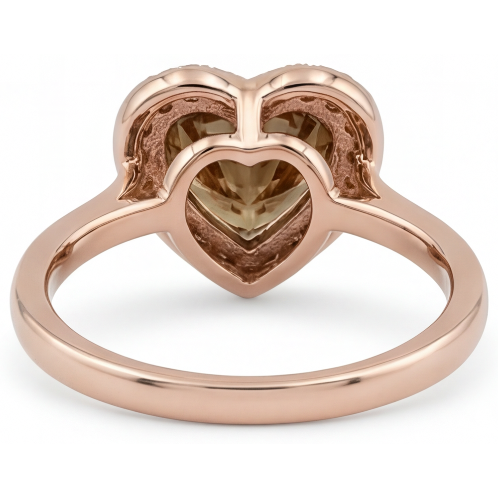 Heart Shape Diamond ring in 14 Karat Rose Gold – profile view