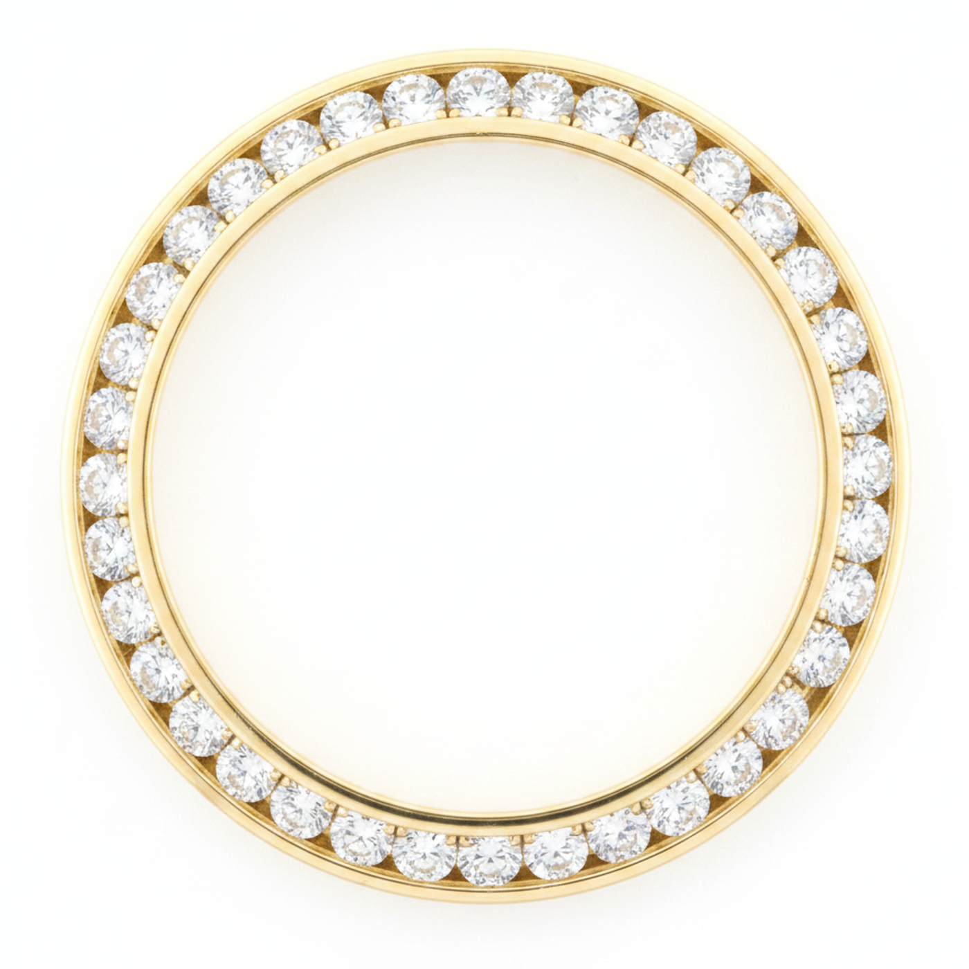 Diamond Watch Bezel 2 Carat 28 mm To Fit Rolex Datejust Real Genuine 14K Yellow Gold Round Channel