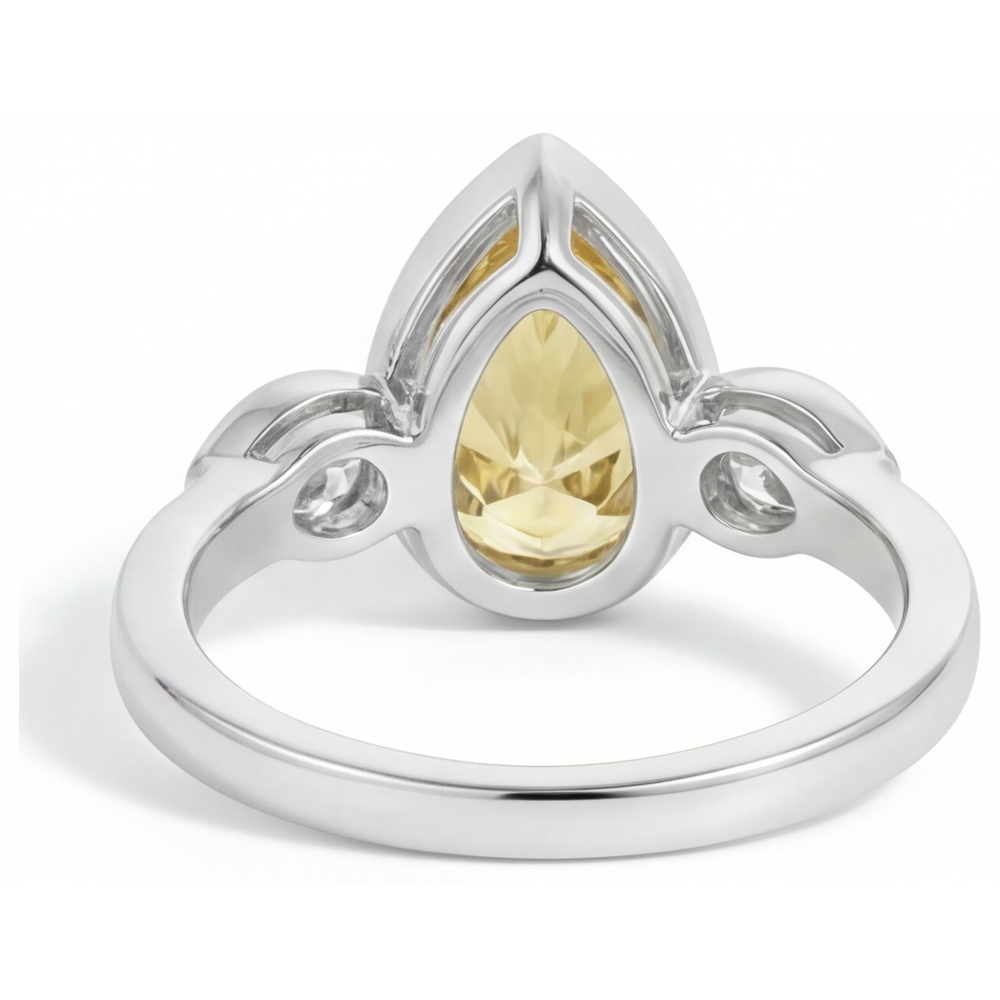 Fine Jewelry Ring 14 Karat White Gold with Fancy Yellow Diamond – top view