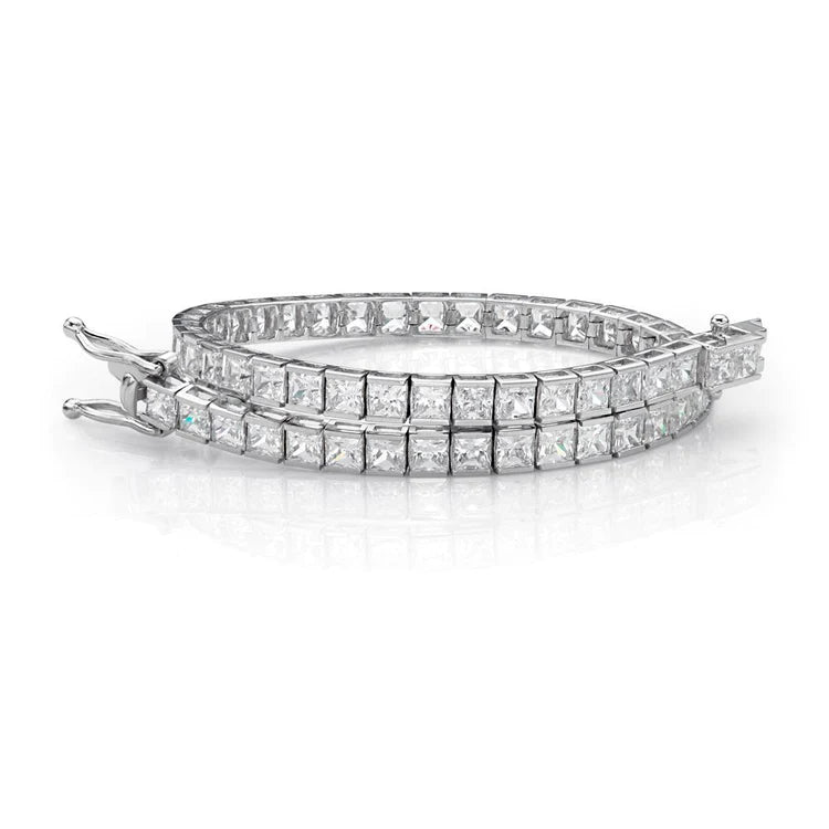 ladies-princess-cut-12-10-carats-Lab Grown Diamonds-tennis-fine-bracelet-jewelry