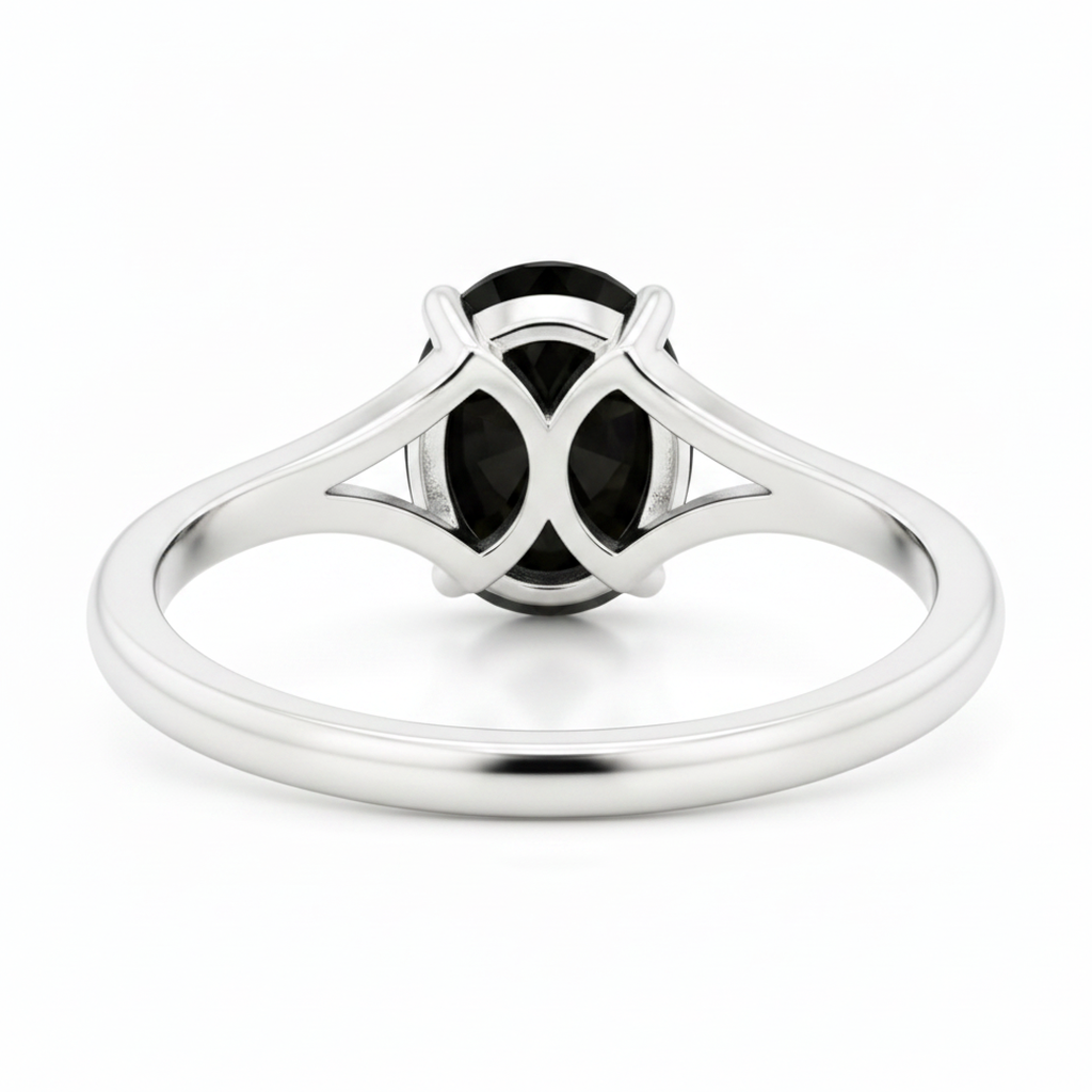 Natural Black Diamond Engagement Ring 5 Carat Oval Solitaire Cathedral 14K White Gold