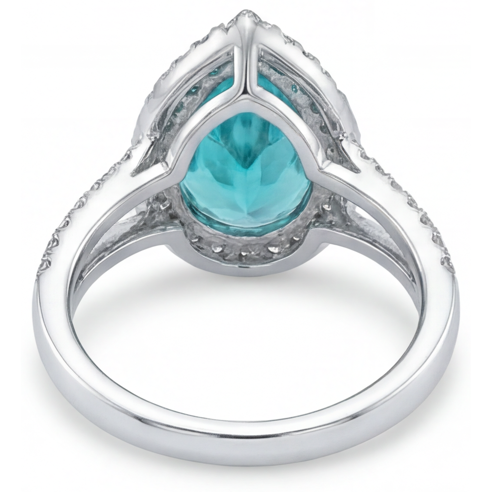 Paraiba Tourmaline Halo Setting Ring 5.25-ct 14 Karat White Gold – profile view