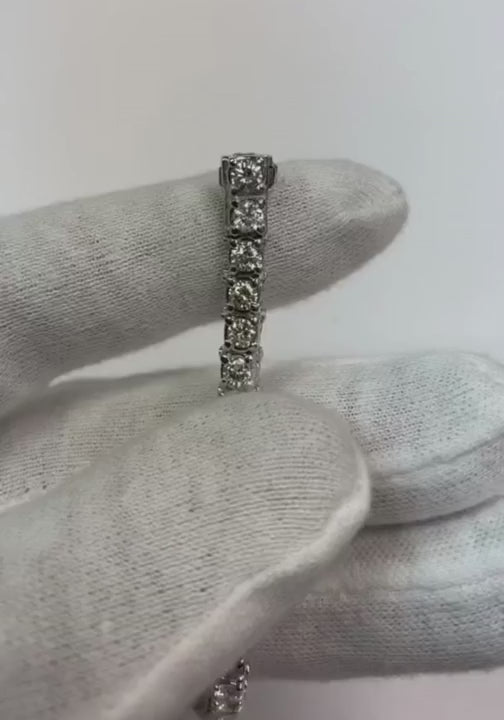 10 Carats Round Lab Grown Diamond Bracelet Prong Set White Gold 14K Jewelry