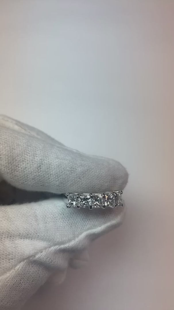 3 Carats Princess Cut Five Stone Lab Grown Diamond Band