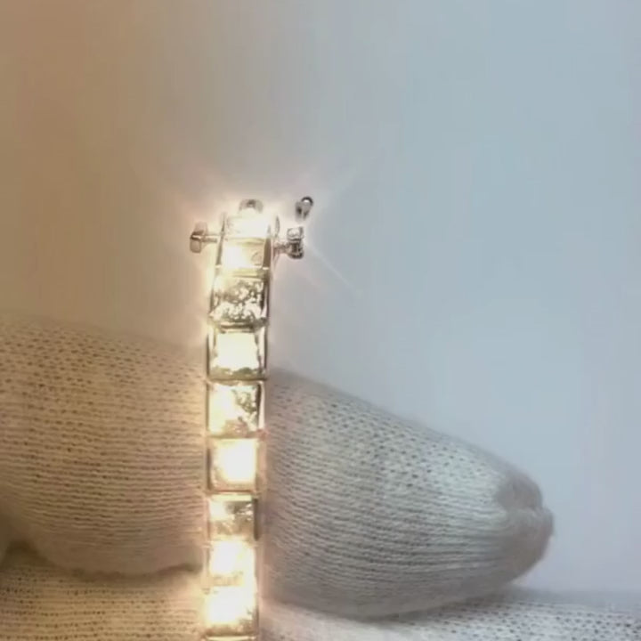 Princess Cut Sparkling Lab Grown Diamonds Tennis Bracelet Wg 14K 14.70 Carats