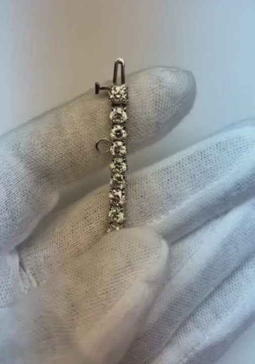 Women Solid White Gold 14K Round Lab Grown Diamond Tennis Bracelet 12 Carats