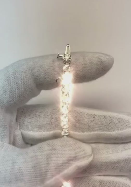 Women Solid White Gold 14K Round Lab Grown Diamond Tennis Bracelet 12 Carats