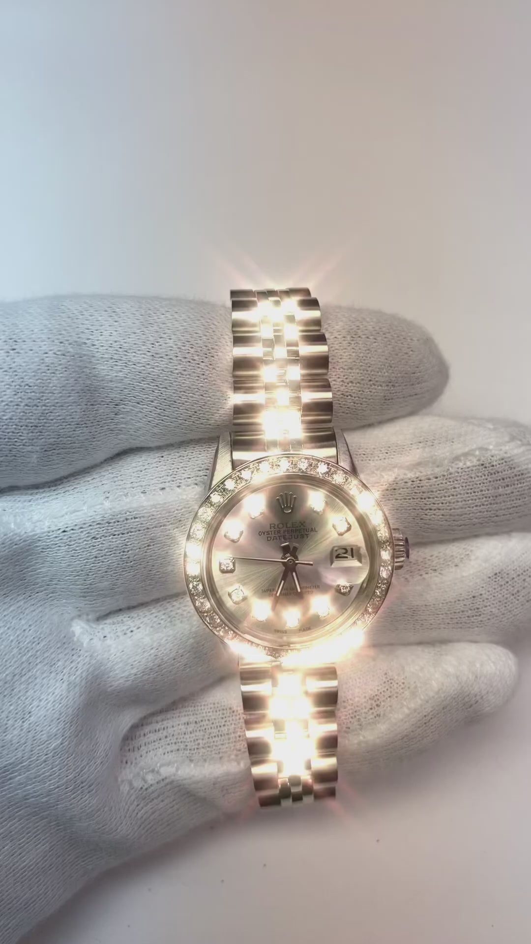 Silver Diamond Bezel Rolex Datejust Watch Stainless Steel Bracelet