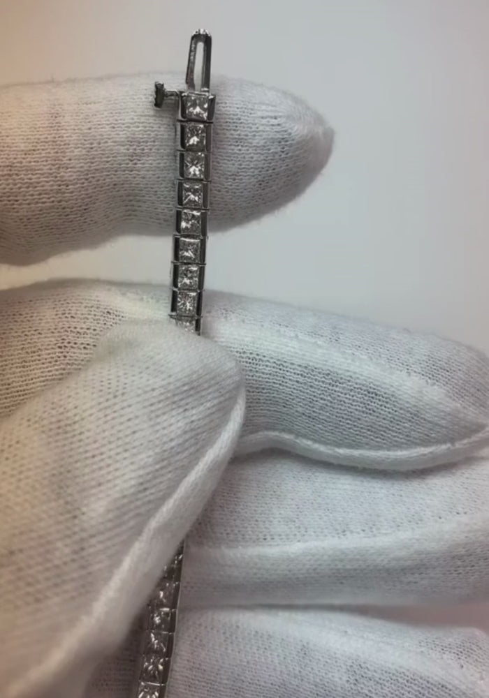 10.40 Ct Princess Cut Lab Grown Diamond Ladies Tennis Bracelet White Gold