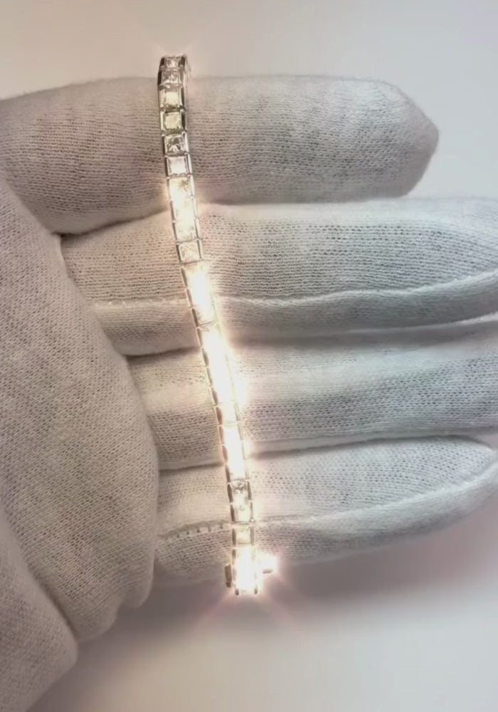 10.40 Ct Princess Cut Lab Grown Diamond Ladies Tennis Bracelet White Gold