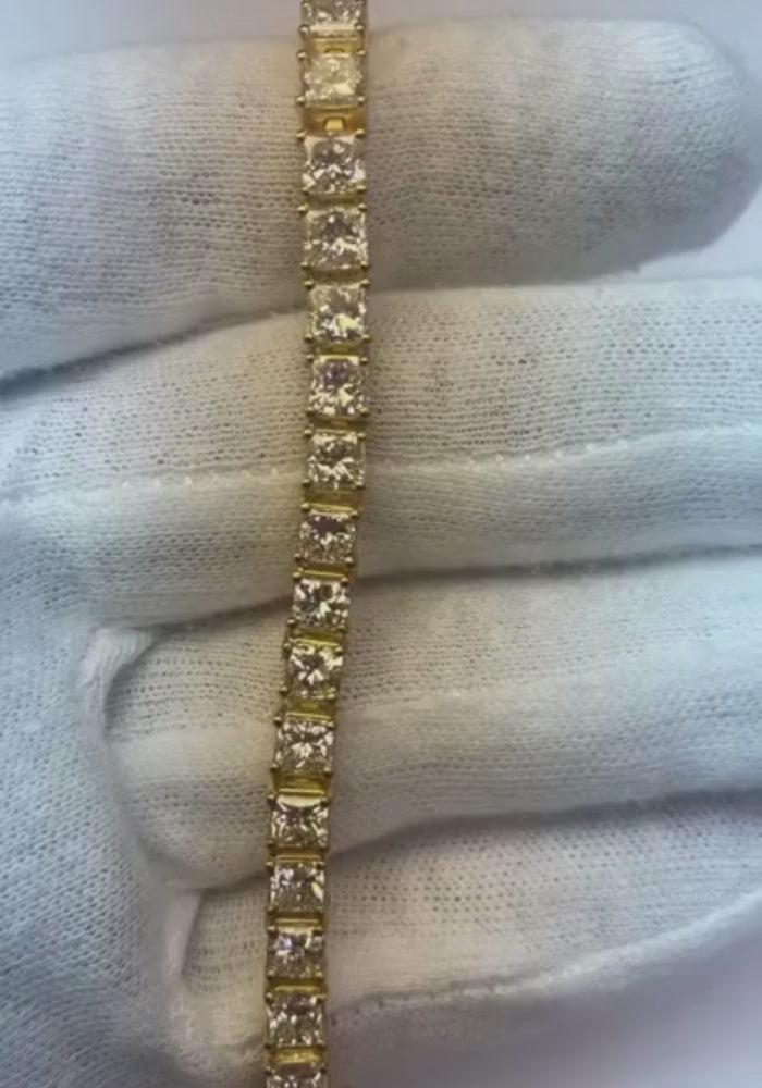 12.50 Carats Princess Cut Lab Grown Diamond Tennis Bracelet New