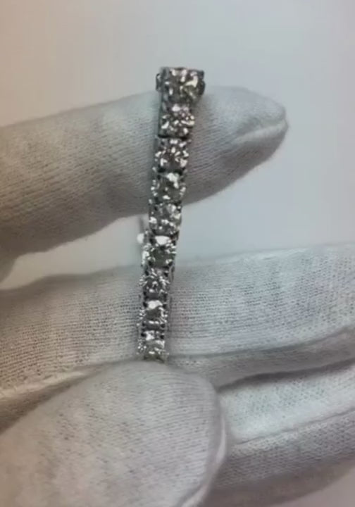 12.80 Carats Triple Ex Stones Large Lab Grown Diamond Tennis Bracelet
