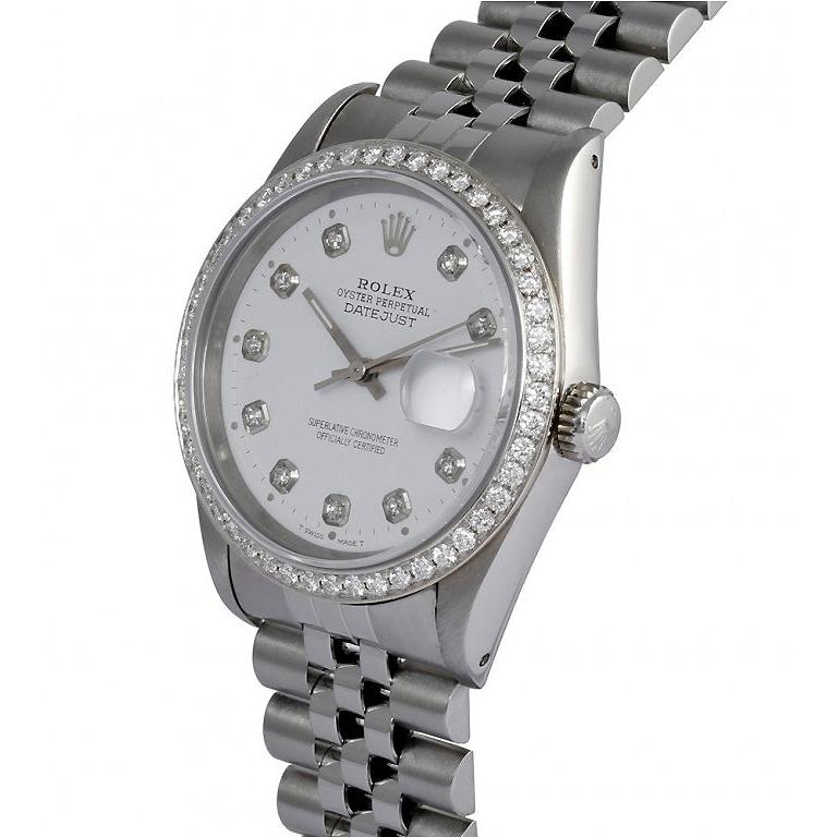 Stainless Steel Bracelet Rolex Datejust Men Watch Diamond Bezel