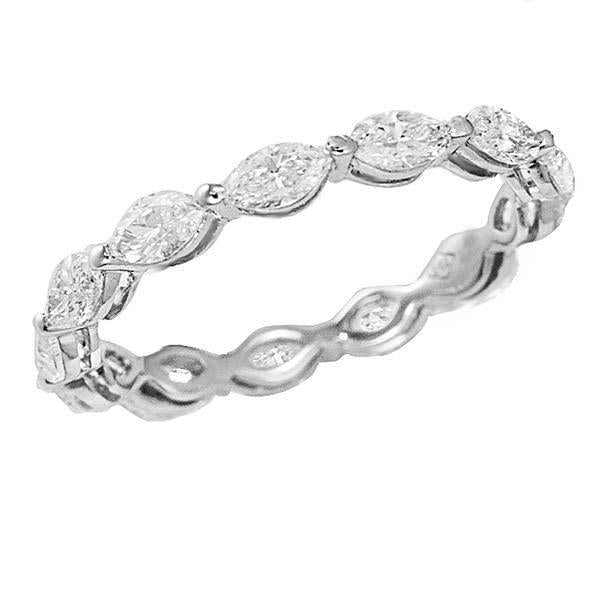 1.30 Carats White Gold Women Marquise Cut Eternity Lab Grown Diamond Band