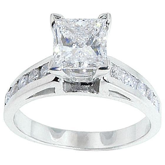 1.51 Ct. Diamond Ring Solid White Gold 14K Solitaire With Accents - Solitaire Ring with Accents-harrychadent.ca
