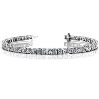 10.40 Ct Princess Cut Lab Grown Diamond Ladies Tennis Bracelet White Gold-harrychadent.ca