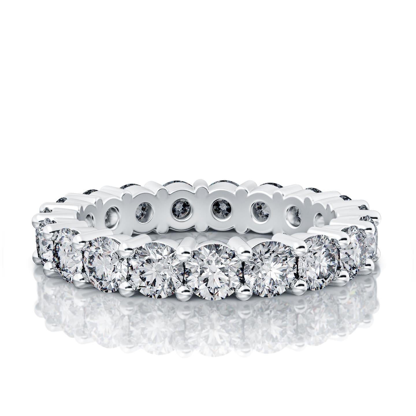 3.80 Carats Round Lab Grown Diamond Eternity Wedding Band White Gold 14K