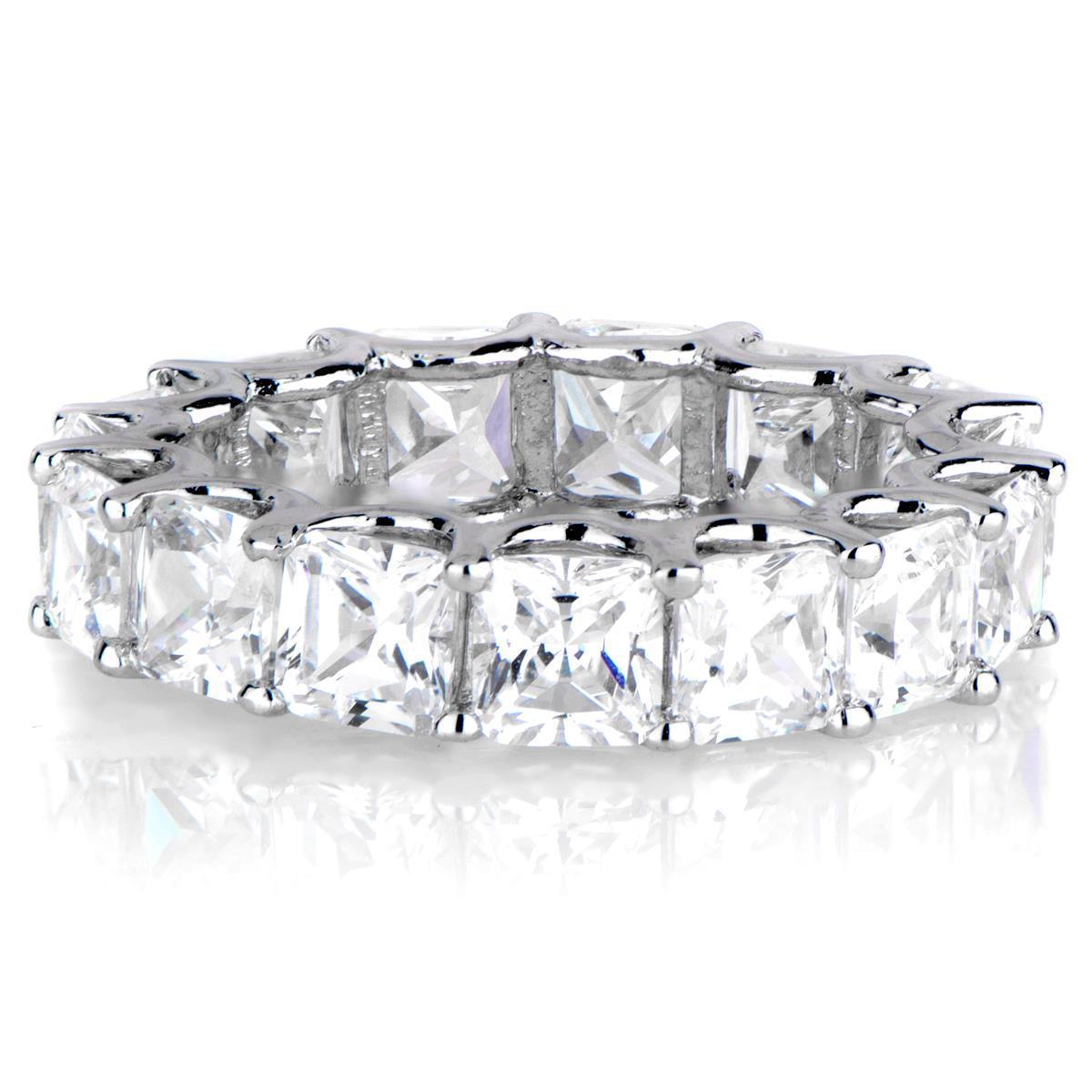7.50 Carats Cushion Cut Lab Grown Diamond Wedding Eternity Band White Gold